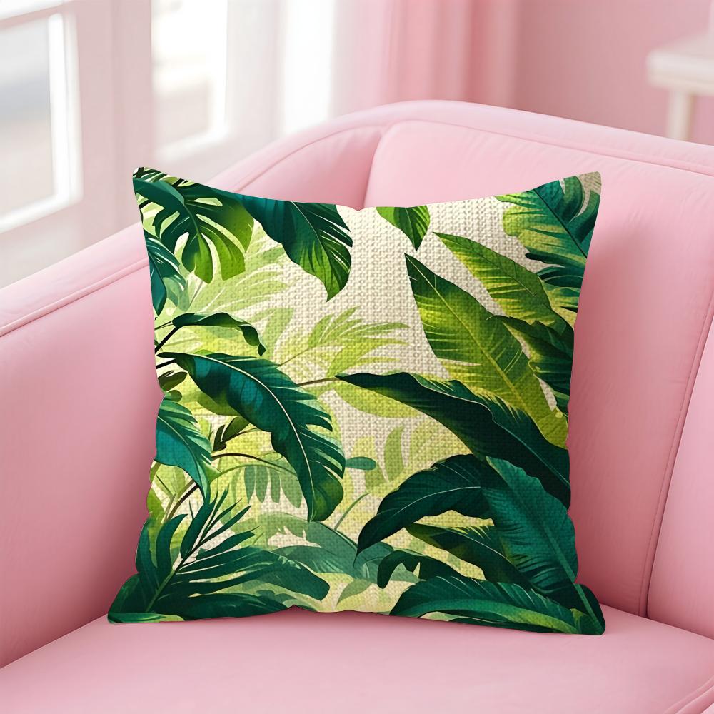Palm Leaves Fashion Cushion Cover Natural Linen Pillow Case DoubleSided Print Decorative Sofa Pillowcase Home Decor Gift