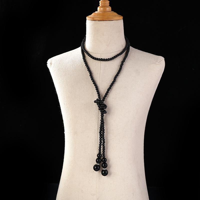 Long Pearl Necklace Multi-layer Knotted Tassel Gourd Sweater Chain 920s Vintage Clothing Accessories Necklace Women
