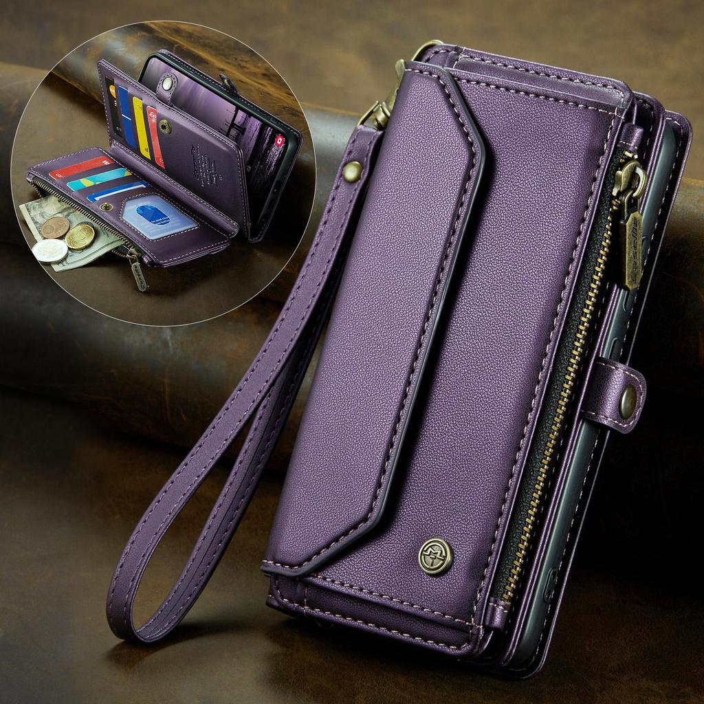 CaseMe Crossbody Wallet Case For Samsung Galaxy S26/S26+/S26 Ultra Zipper Wrise Multi-functional Flip PU Leather Card Holder Cover Protectives Skins