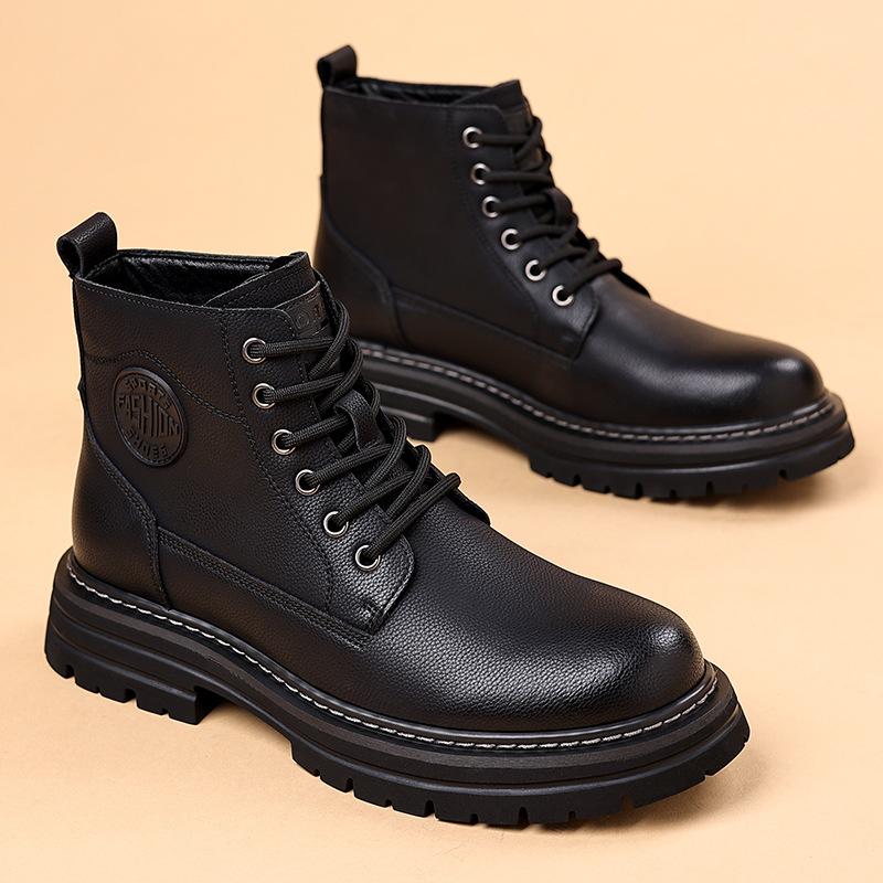 2025 new high-top thick-soled men's boots British style trend Martin boots men's warm and velvet tooling boots 2025
