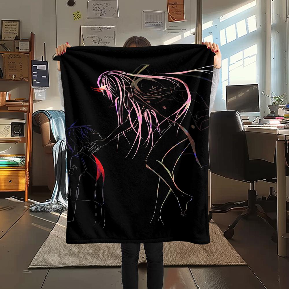 1PC DARLING In the FRANXX Zero Two Print Flannel Blanket, High Quality All Seasons, Home Decor, Warmth and Comfort, Perfect for Christmas Gifts