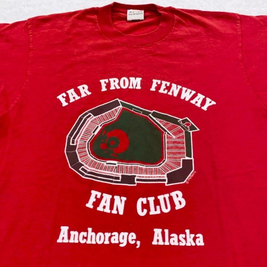 vintage 80s BOSTON RED SOX FAR FROM FENWAY FAN CLUB ANCHORAGE ALASKA T-Shirt S/M 3XL