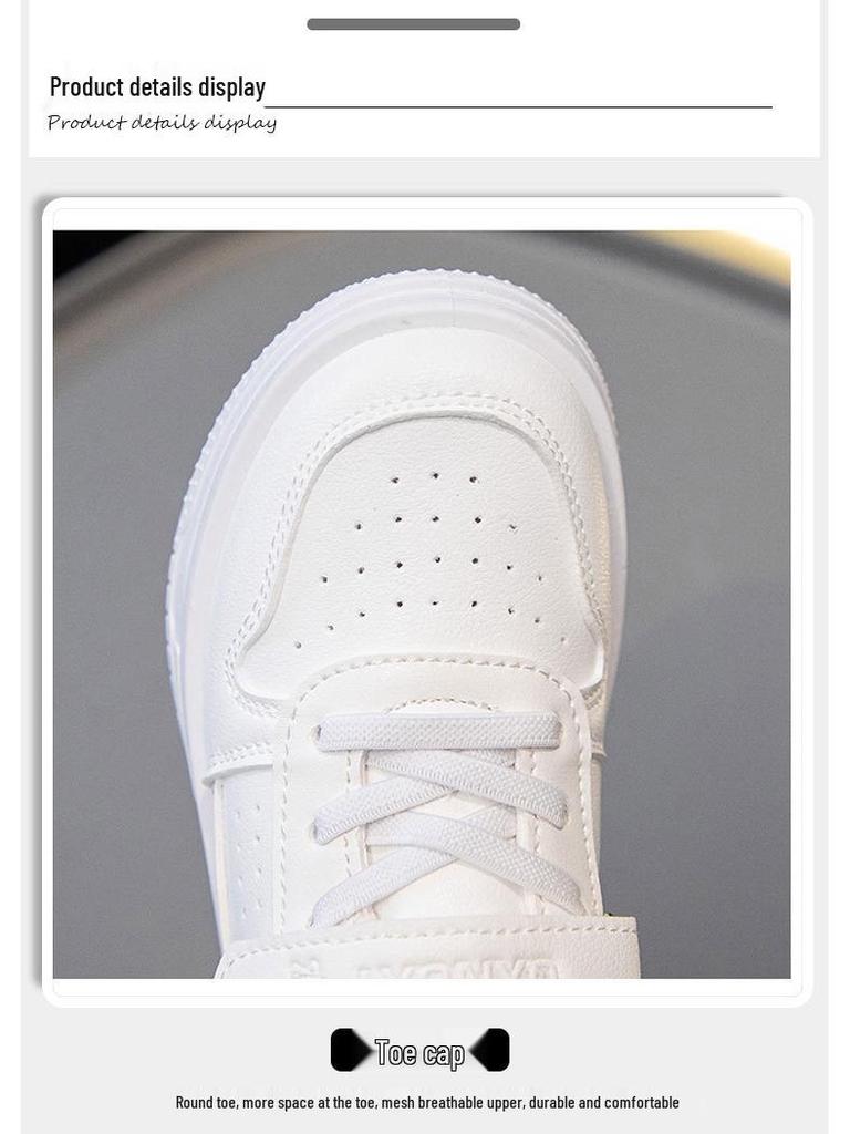 2025 Spring/Autumn Waterproof Leather Girls' White Sneakers