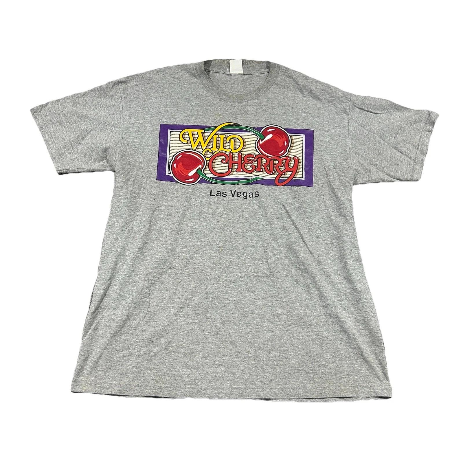 Винтажная футболка с изображением игрового автомата Vintage Wild Cherry Las Vegas Casino IGT, серая, мужская, размер XL L