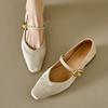 Ins Is Super Soft and Super Soft! New Chinese Style~ Soft Leather National Style Mary Jane Single Shoes Women's Medium Heel Square Head V Mouth Th