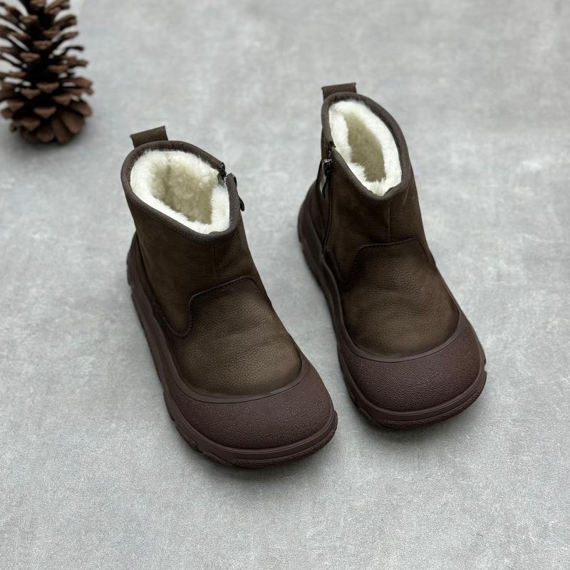 Damenstiefel Echtes Leder Winter Schneestiefel Fell Damen Plateau Schuhe Slipper Damen Stiefeletten Plüsch Warm Winter Damenschuhe