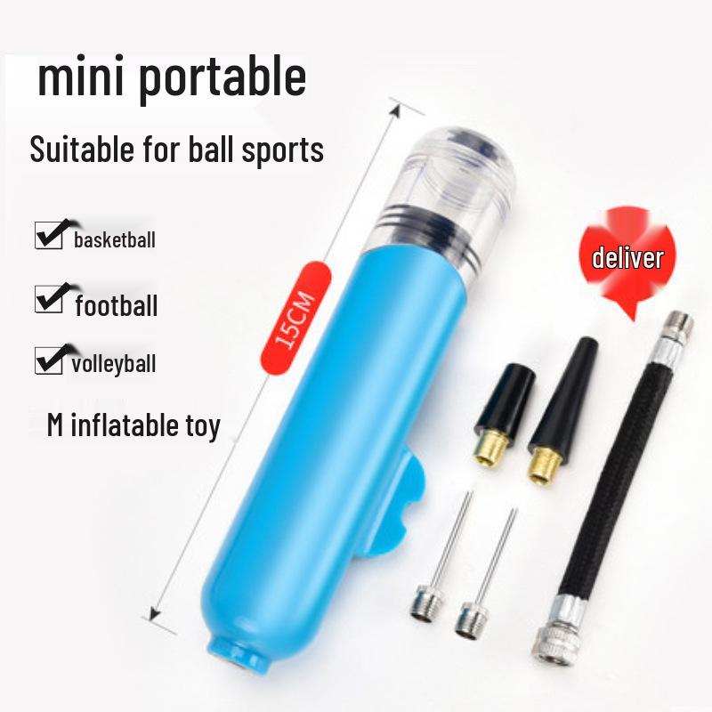 

Компактный ручной пластиковый насос с иглой и насадкой для накачивания мячей и велосипедных шин синий