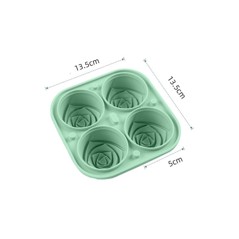 4 Grids Rose Ice Mold Reusable Silicone Ice Box Ice Ball Mold For Summer Dessert Whiskey Drinks Home Bar Accessories