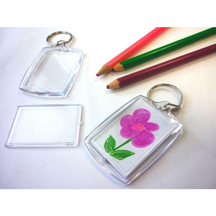 Porte-clés - GRAINE CRÉATIVE - Rectangles - Transparent - Lot de 6 - Personnalisables