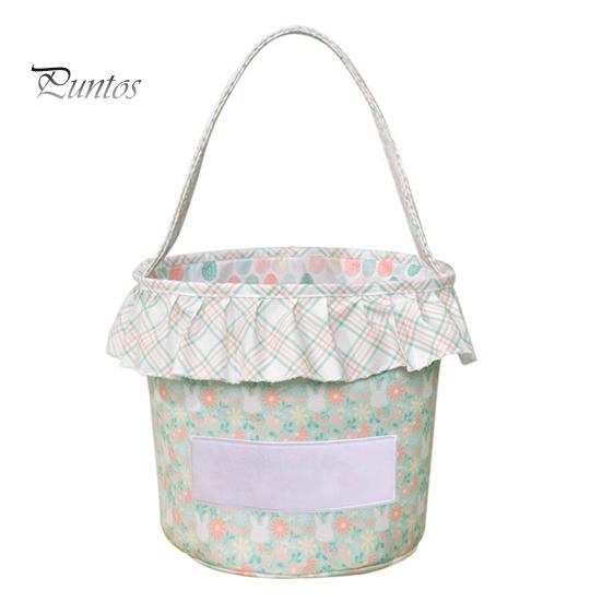 

Кошик для великоднього зайчика Багаторазове тканинне відерце для великоднього відра Кошик для зберігання з гофрами з ручкою для дитячого полювання на пасхальні яйця C