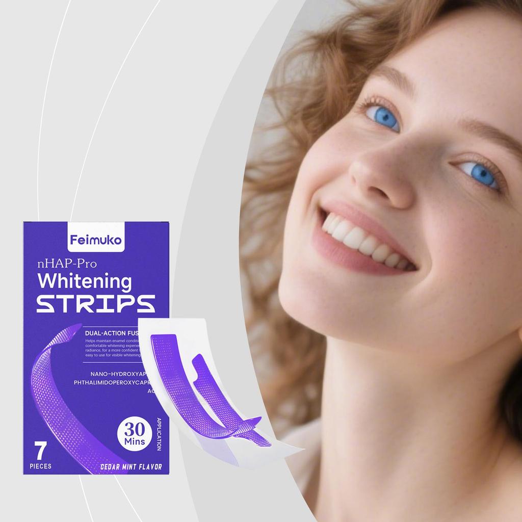 Feimuko Shiny Purple Teeth Whitening Strips - Gentle Daily Surface Clean & Fresh Shine