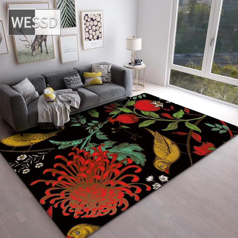

Класичний чорний квітковий килим у європейському стилі для розкішної спальні та вітальні 160x200cm 1pcs