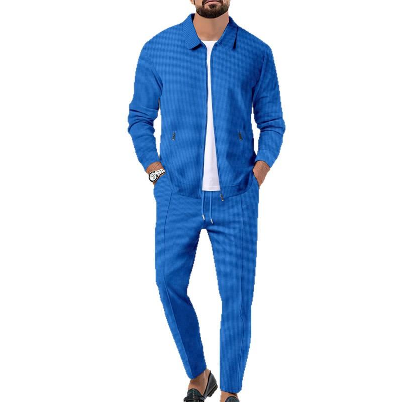Mens Slim Fit Jacket Set Long Sleeve Cardigan Coat Pants Casual Outfit