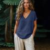 Women's Short Sleeve V Neck Blouse Casual Commute Loose Fit Top For Spring Summer 2026