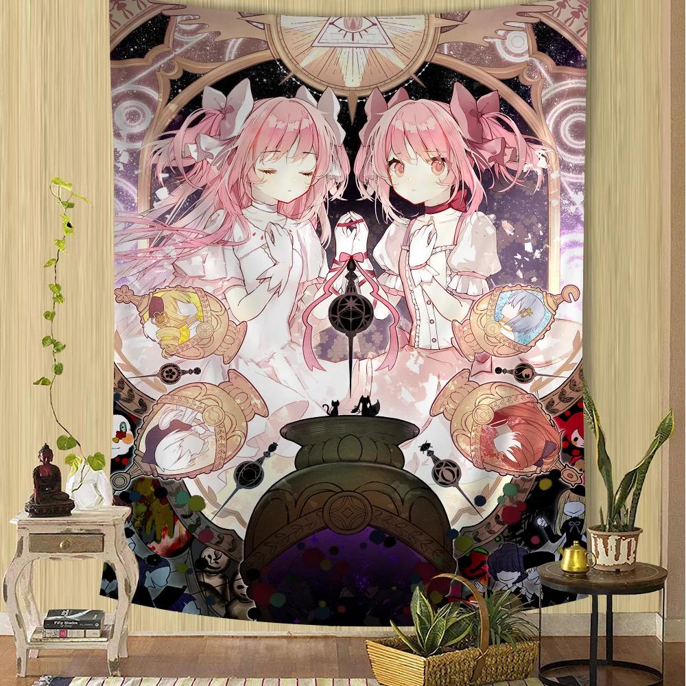 Puella Magi Madoka Magica Tapisserie de Dessin Animé Tapisseries Murales Bohèmes Mandala Décoration de Maison