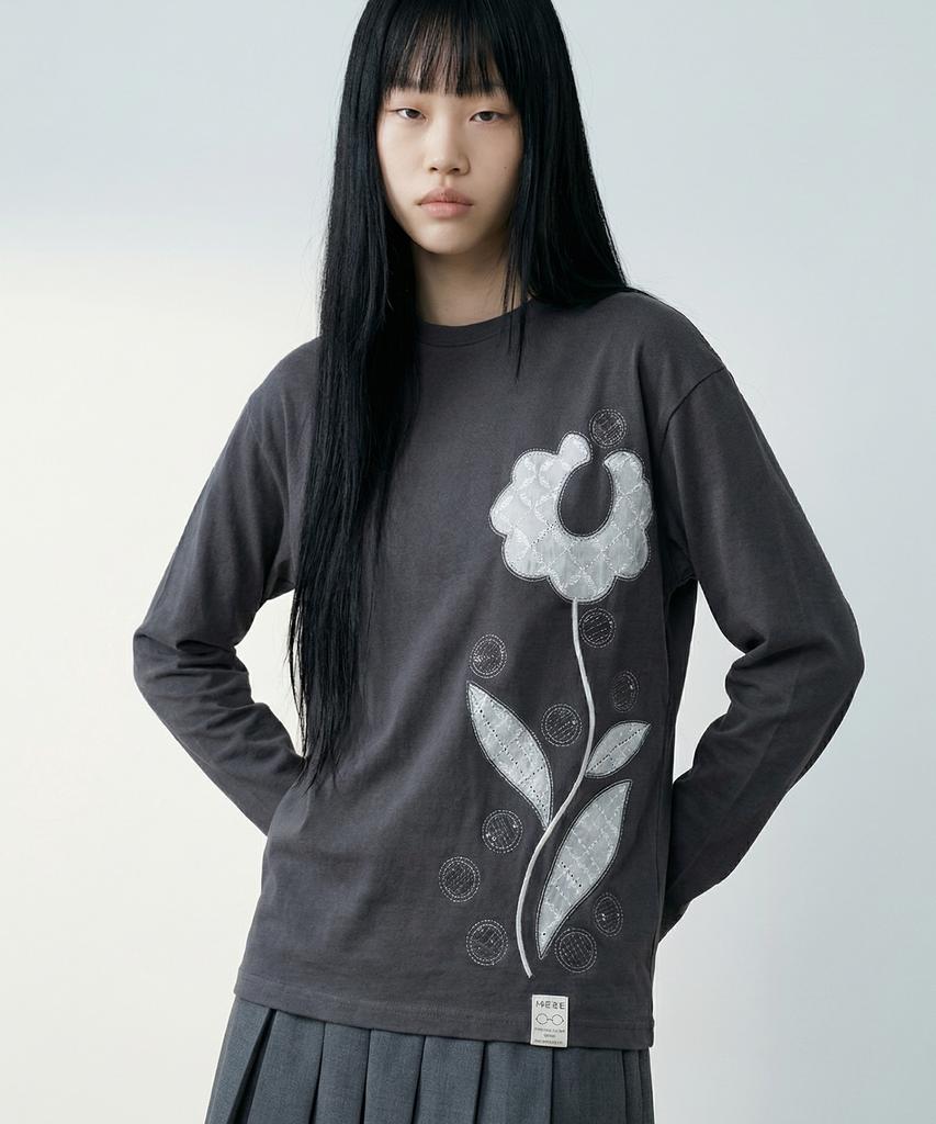 GRAVER [Unisex] Lace Flower Long Sleeve T-Shirt_3 Colors