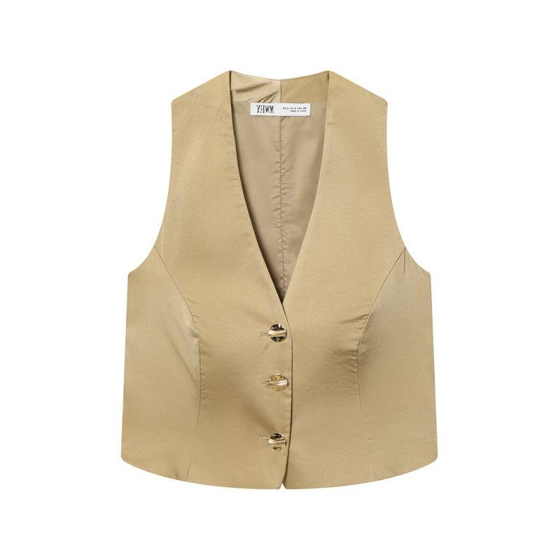 

Za New Fall Women s Clothing 2025 Fashion Style Fashion with Belt Silk Satin Texture Wide Leg Pants Tops 1478078 Khaki Tops L