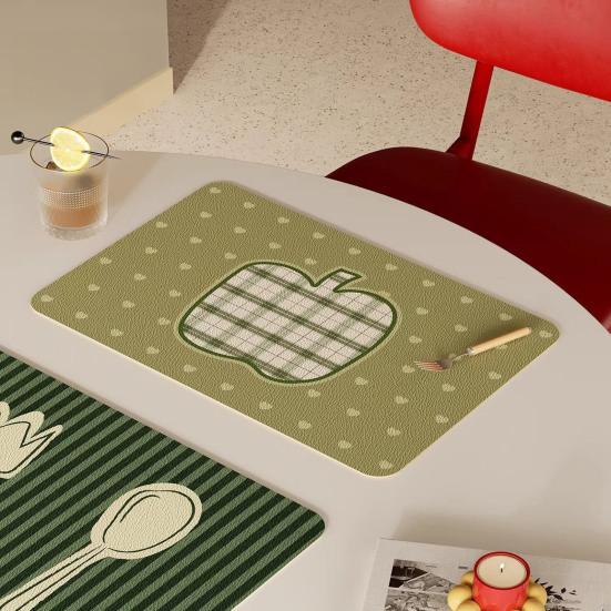 Placemat Soft Tough Non-Slip Heat Insulation Table Mat Oil-Proof Wipeable Easy