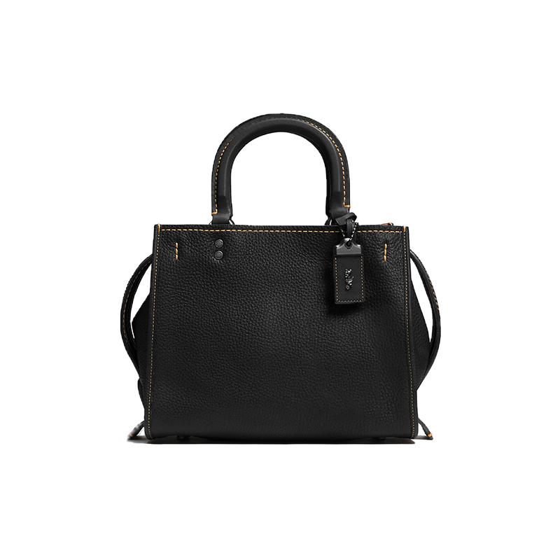 COACH Rogue 25 Henkelmodell Taubenhaut Ledertasche Tote-Tasche Einkaufstasche Umhängetasche Crossbody-Tasche Handtasche mittel Damen schwarz schwarz