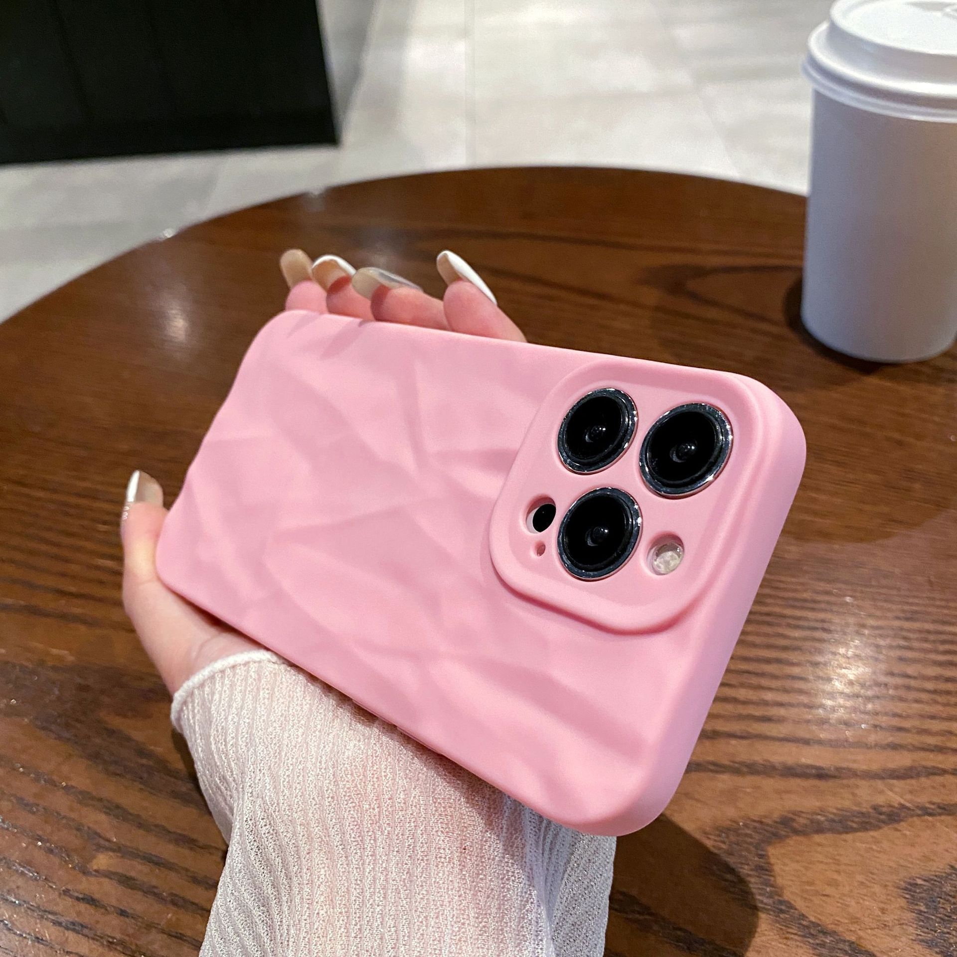 

Applicable To Apple 16 High End Pleated Mobile Phone Case Summer IPhone 15pro All Inclusive 13tpu Matte Protective Case Apple 16PROMAX