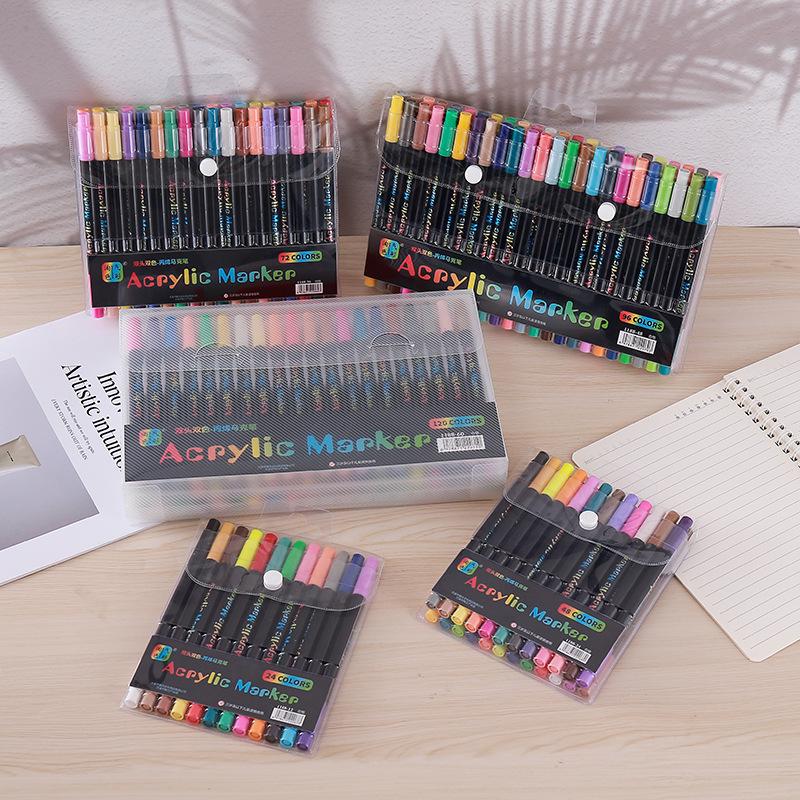Dual-Color Acrylic Marker Pens - Soft-Tip Watercolor Brushes for Students - Ideal for Doodling, Drawing, and Smudge-Free Coloring.