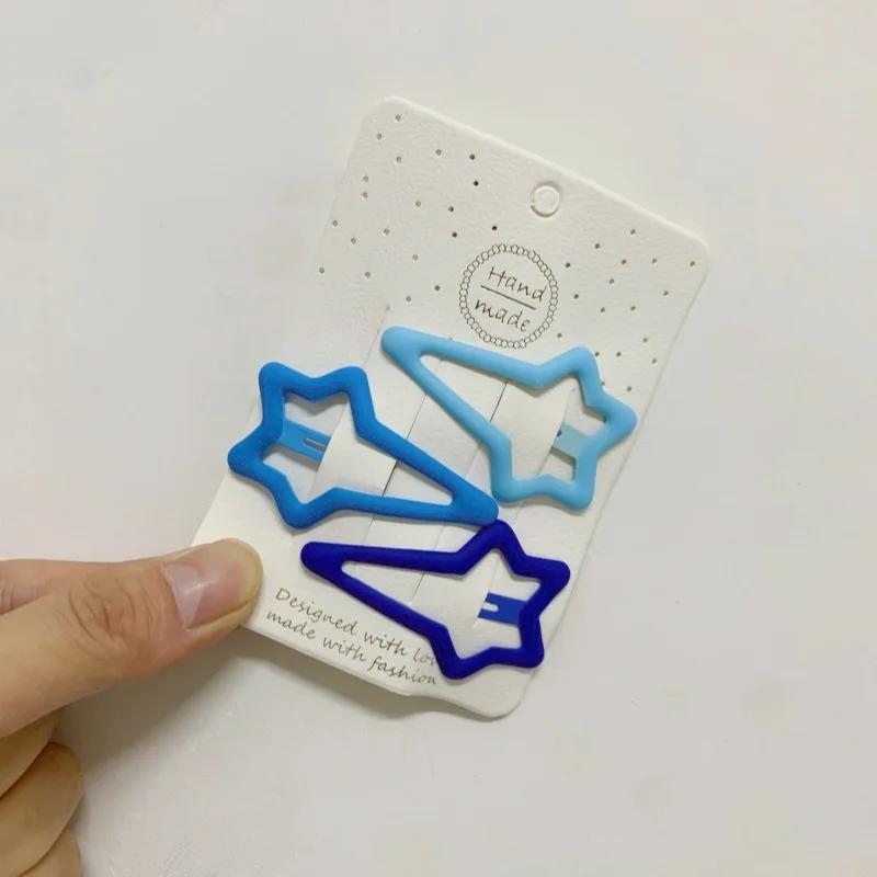 

Синяя серия Заколка для волос Градиентный цвет Челка Боковые зажимы Металлическая защелка Заколка для волос Сердце Звезда Головной убор Сладкие аксессуары для волос