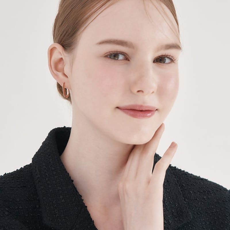 ELLE Jewelry Kolczyki Kółka Kwadratowe Basic 14K ELGPEE551