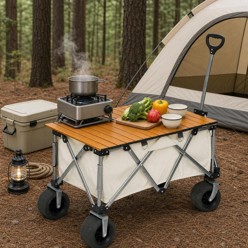 Slatted Wagon Table Top Collapsible Furniture Space-Saving for Picnics
