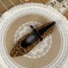 Fashion Flat Shoes for Women 2025 Spring and Autumn New Leopard Print Pointed French Retro Mary Jane Flat Plus Size Women's Shoes