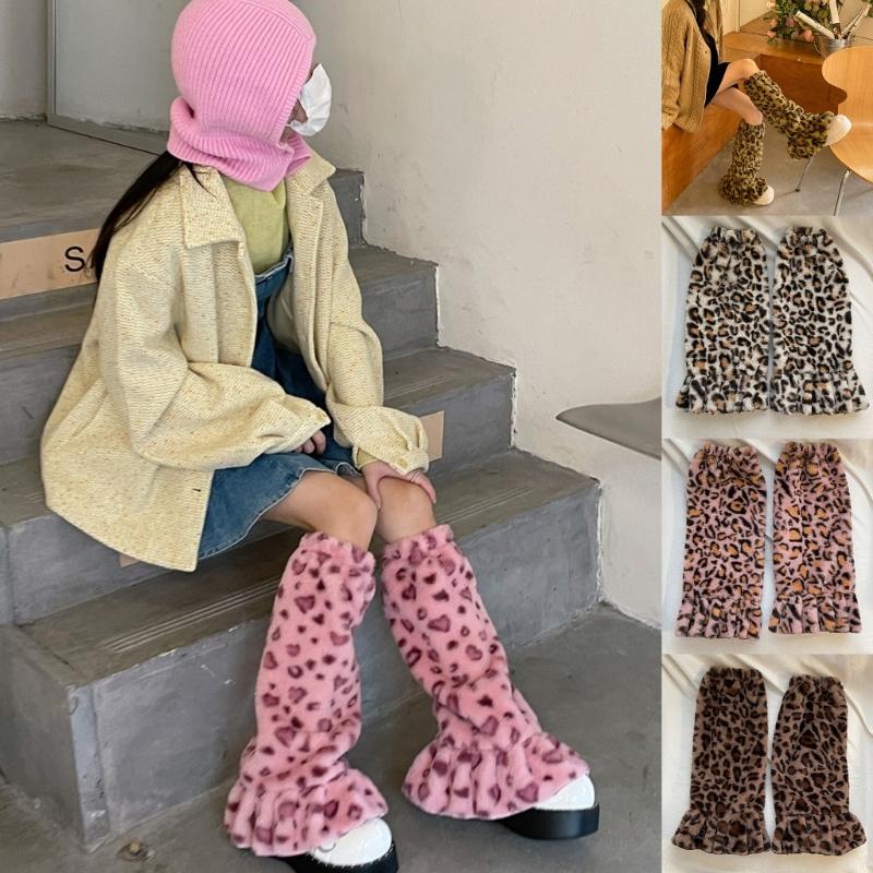 Leopard Leg Warmers Japanese JK Lolita Socks Fur Sets Ankle Winter Leg Warmers
