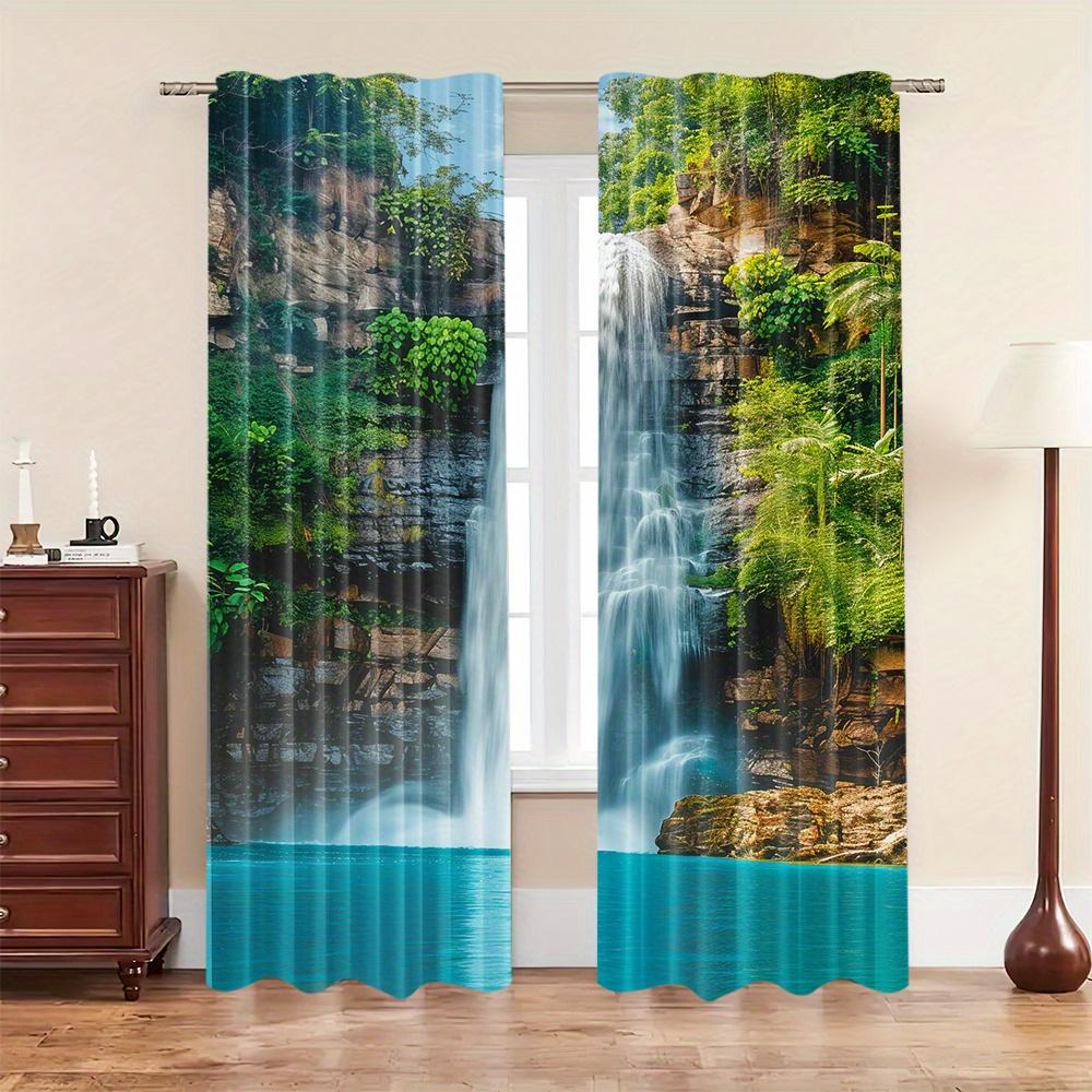 2 buc perdele peisaj peisaj pădure Art Deco draperii tijă buzunar agățat termoizolant panou lung set pentru dormitor living