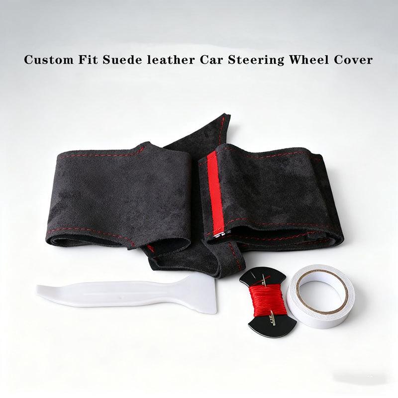 Custom Suede Leather Car Steering Wheel Cover For Nissan Almera (N16) X-Trail (T30) Primera (P12)Terrano 2 Pathfinder Paladin