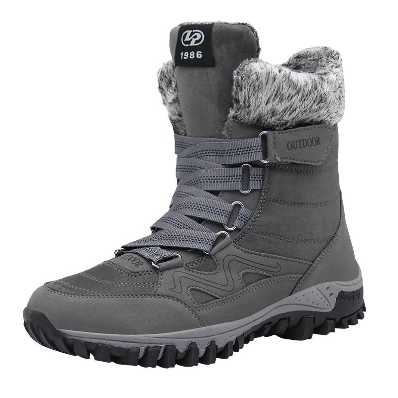 Men's Hiking Boots Waterproof Suede Hiking Sneakers for Men Women Plush Warm Comfortable High Top Anti-slip Hiking Shoes