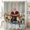 Tuniu Festive Santa'S Sleigh Holiday Shower Curtain Charming Christmas Deer Forest Backdrop Cozy Winter Bathroom Decor Fun Reind