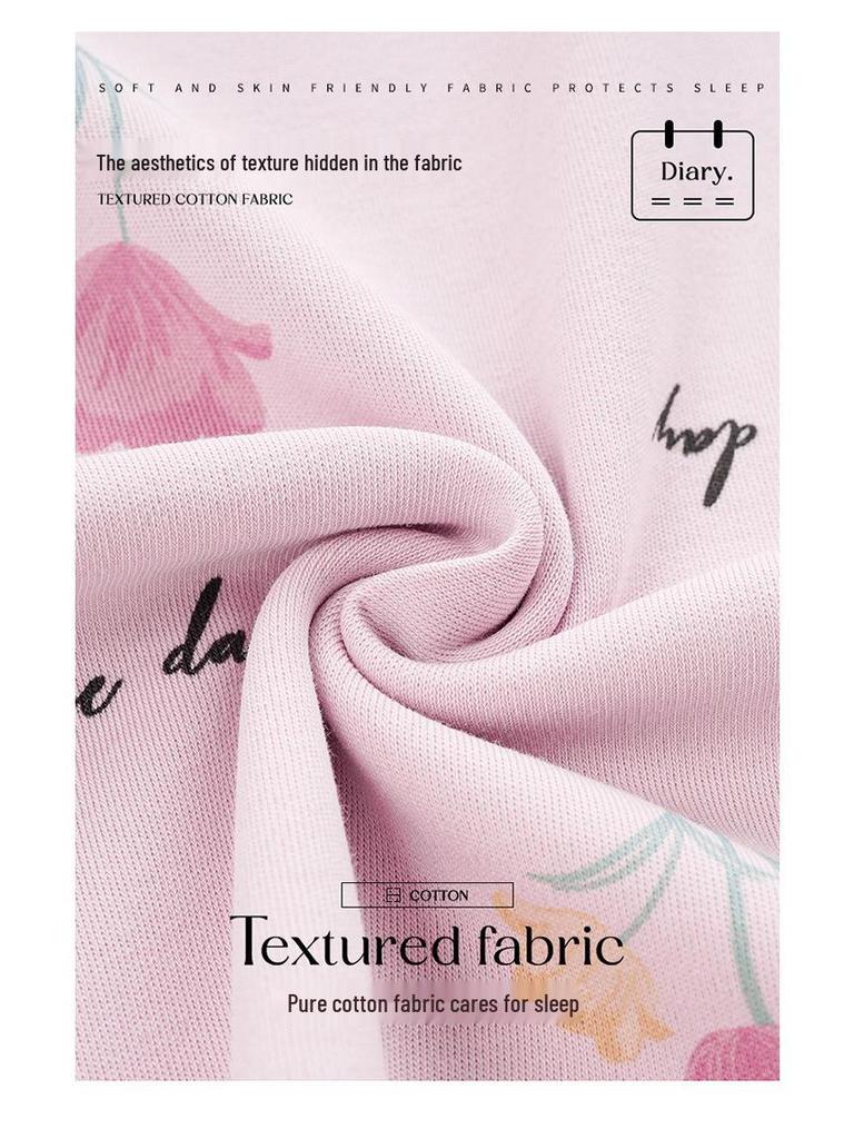 Bavlnová těhotenská noční košile s prsními vložkami pro předporodní a poporodní kojení, jarní/podzimní nošení