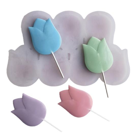 Practical Heat Resistant DIY Cake Mold Tulip Shaped Lollipop Silicone Candy Baking Accessories