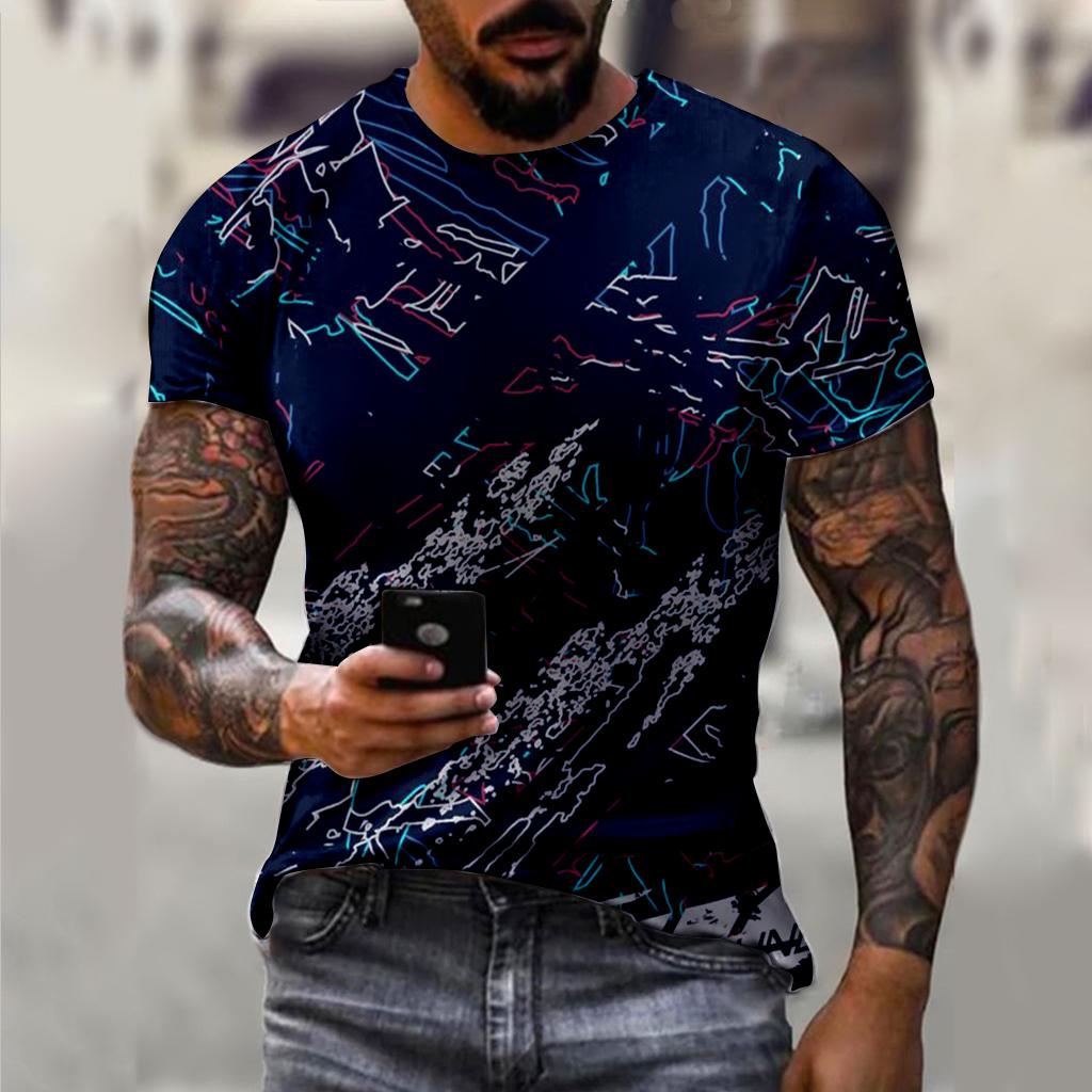 Striped T-shirt Men's T-shirt Men's Pattern T-shirt 3D Full Print Summer Short Sleeve Top