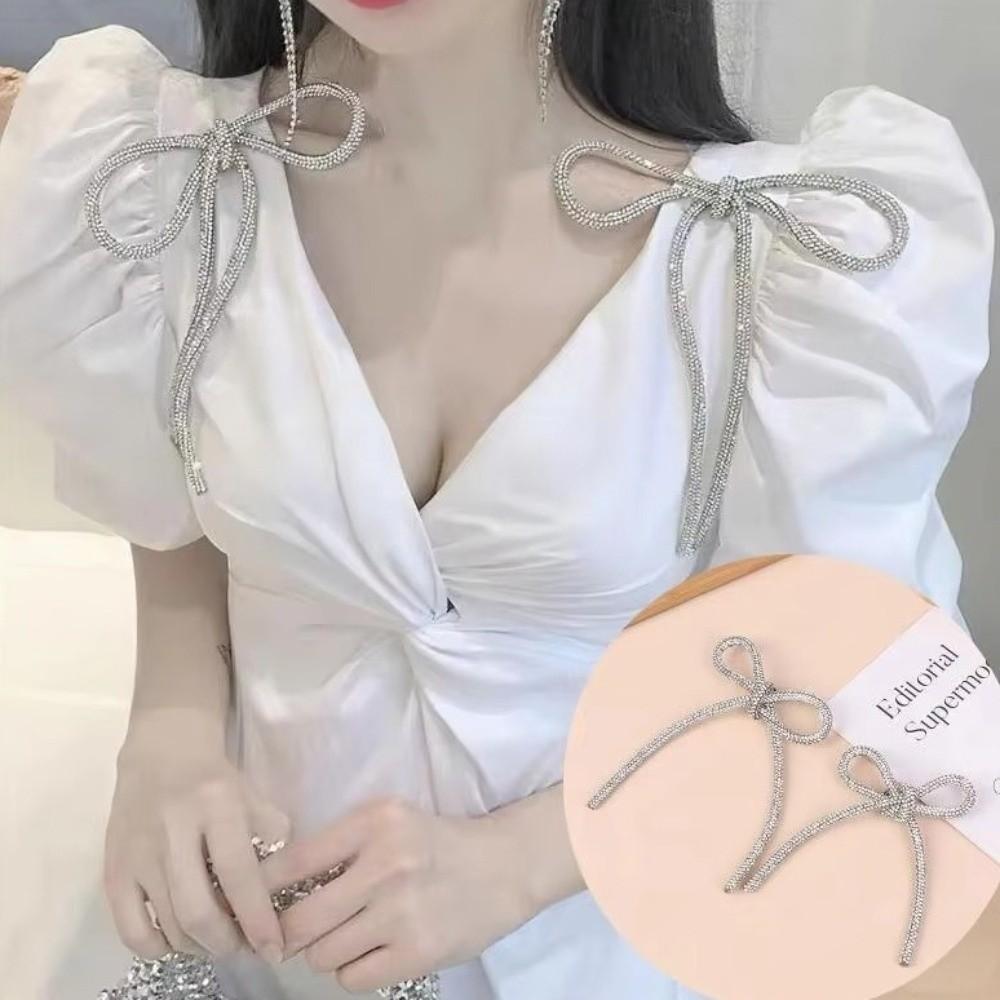 Funkelnde Kristall Schleife Broschen Elegante Mode Anzug Zubehör Geschenk Strassstein Anstecknadel Damen