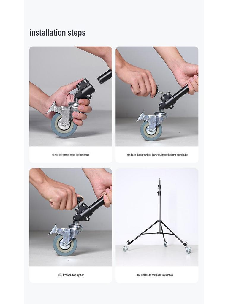 Ambitful Zhi Jie Photography Light Stand with Brakes - 22mm Tripod Legs and Universal Caster Wheels