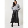 Women's Skirt Leather Look Elastic Waist Pleated Bell Skirt