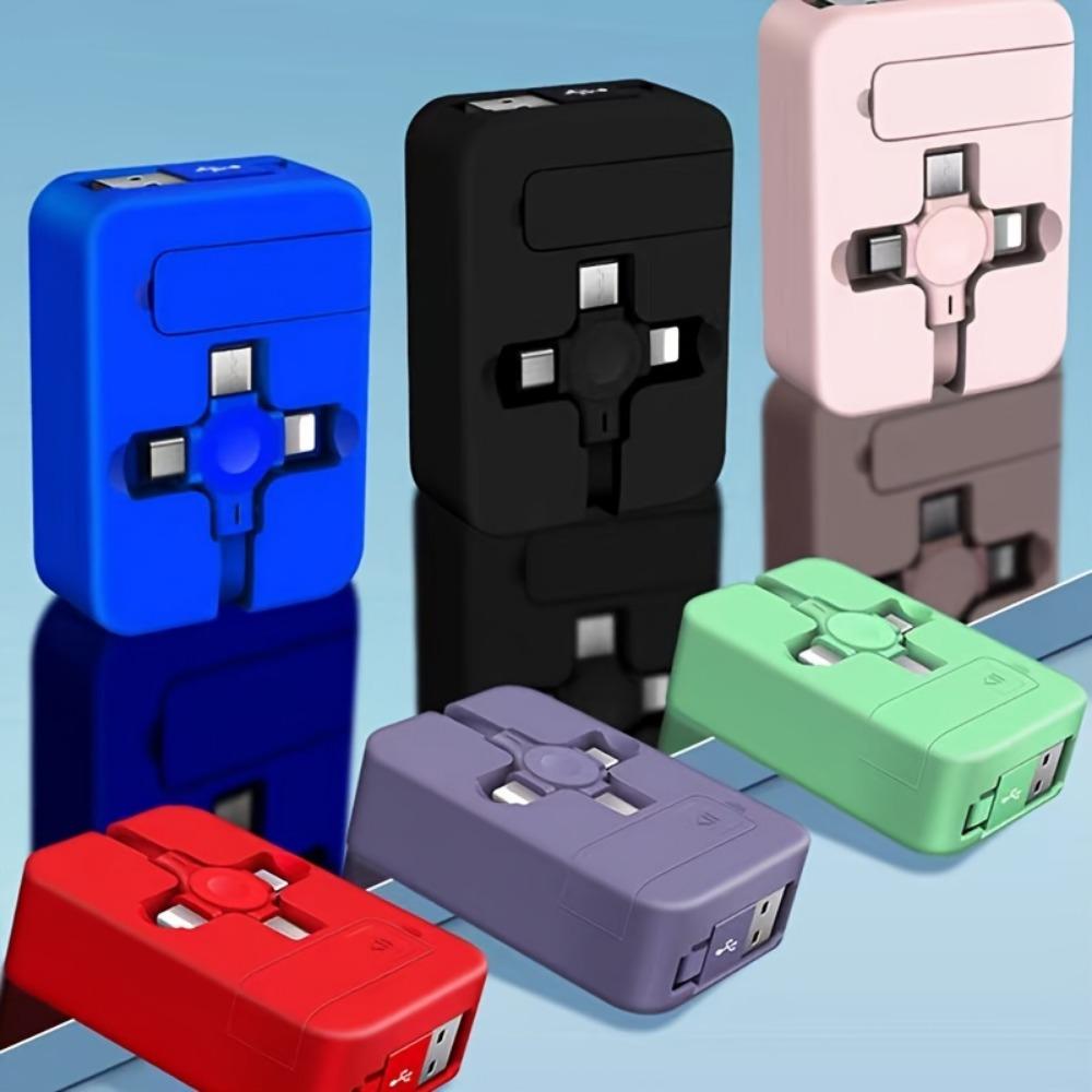 Suport telescopic multifuncțional 3 în 1 cu cablu de încărcare super rapidă și sincronizare a datelor pentru telefoane mobile - PVC rezistent, formă rotundă