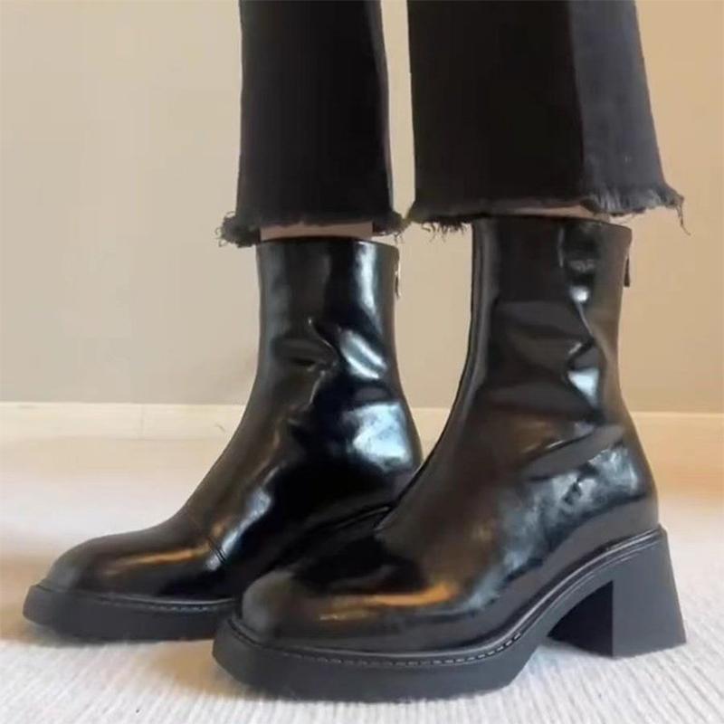 

High Heels Women Ankle Boots Chunky Shoes Women Winter New Fashion Walking Shoes 2024 Trend Dress Shoes Pumps Mujer Snow Botas 40 чёрный