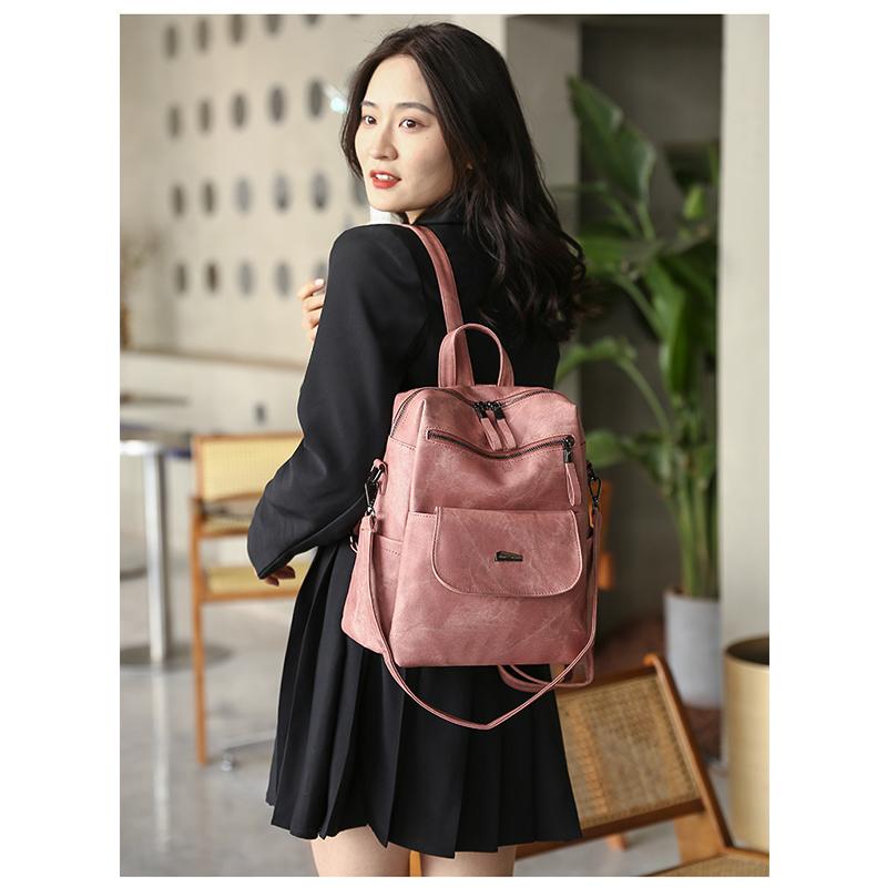 Fashion Backpack Female Soft Leather Rucksack Women Shoulder Bag Ladies