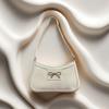 Elegant Women Underarm Bag with Bow Detail Glossy PU Material Cream/White Perfect for Dates or Parties Versatile Fashion Accessory