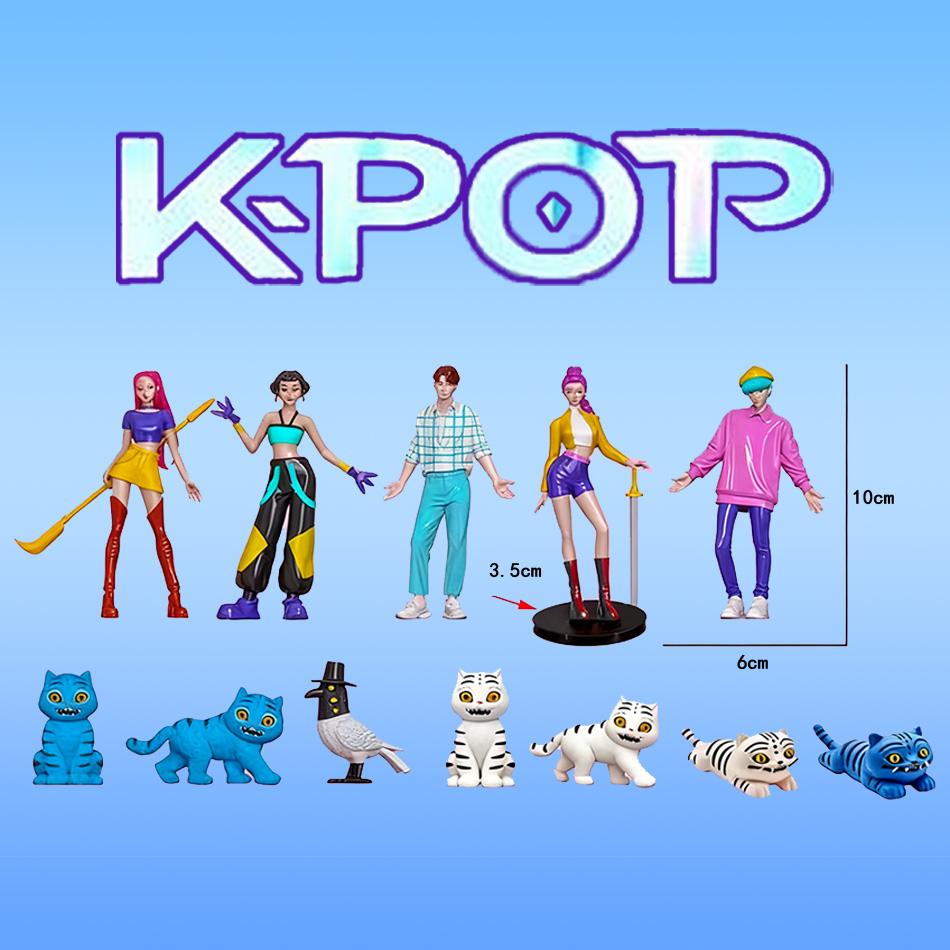 New Anime K-Pop Demon Hunters Figure Set - Rumi Mira Zoey Tiger Statues Kids Desk Decor Ornament Collectible Figurine Toy