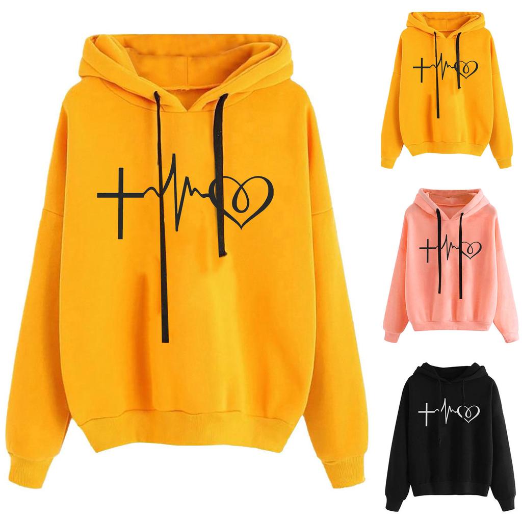 2025 autumn and winter women's sweater fleece pattern printed sweater women's jacket loose fashion student hoodie