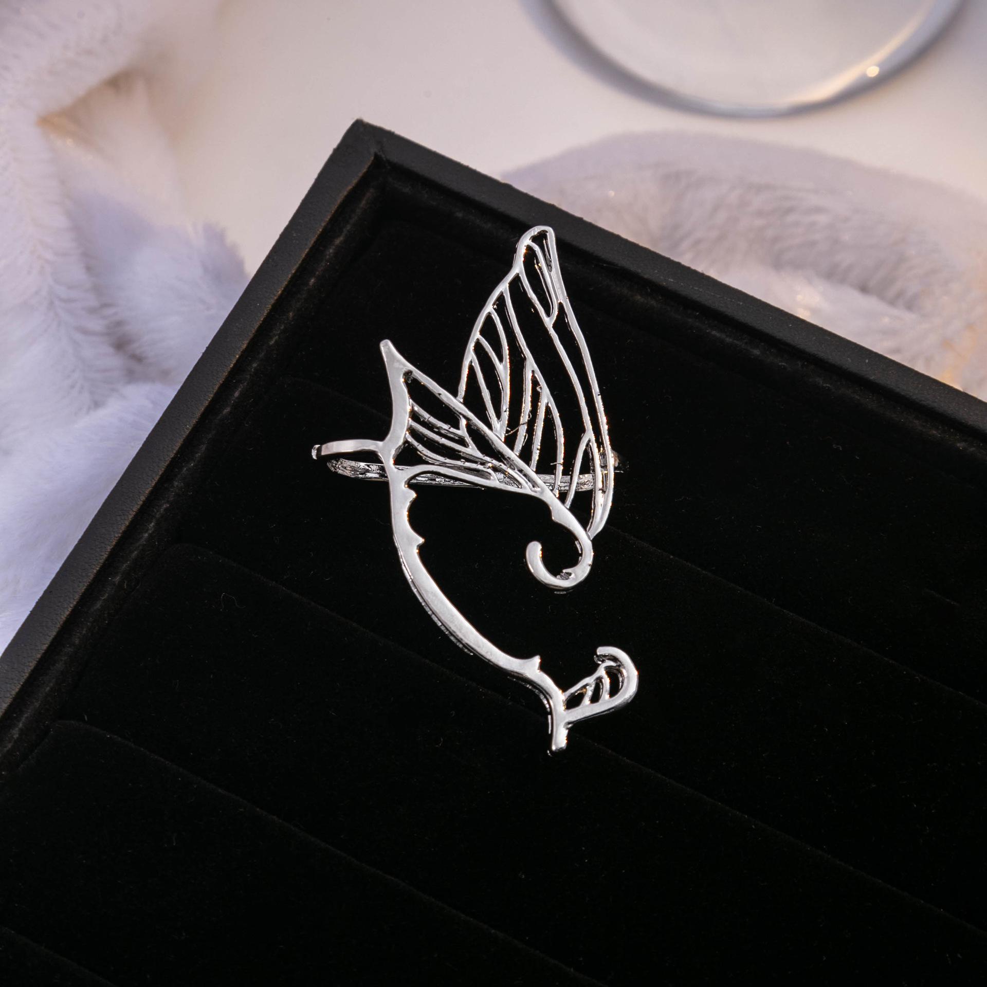 Sterling Silver Plated Butterfly Wing Ear Cuff Earrings for Women