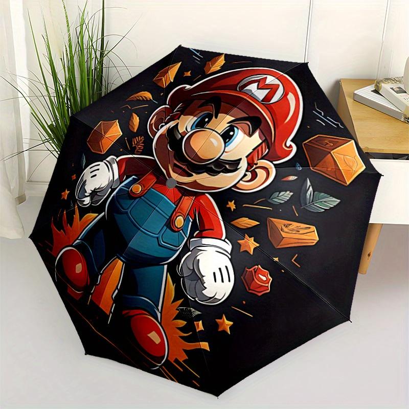 1pc Mario Adventure Automatic Open/close Folding Portable Cute Cute Umbrella  with 8-Ribs Structure for Women/Men, All-Season Use   a0901060