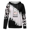 Women's Cute Cow Print Sweatshirt Long Sleeve Hooded Casual Tops Shirts
