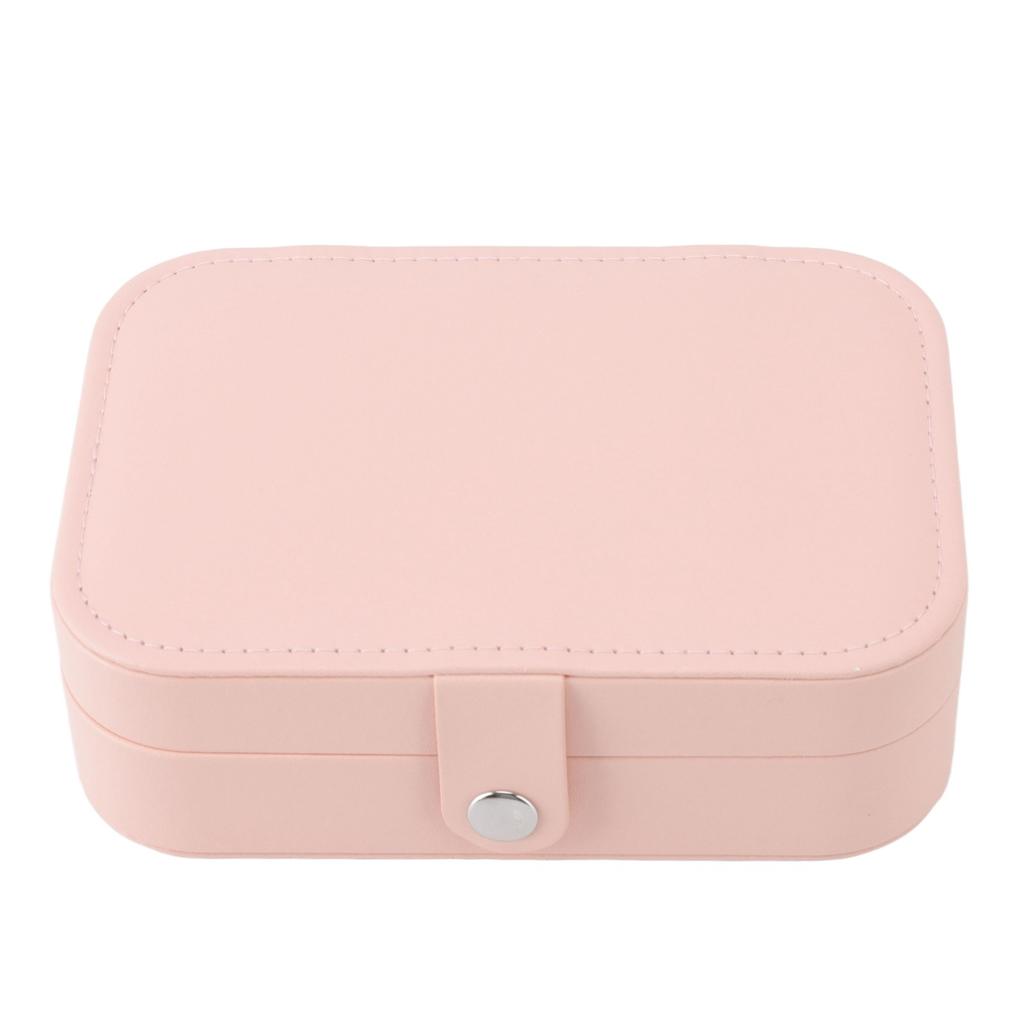 Jewelry Case Portable Beautiful Pink Necklace Ring Ear Stud Storage Box Adjustment Leather Travel